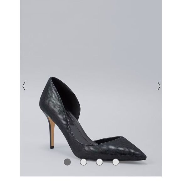 White House Black Market Ella Lizard Embossed D’orsay Pumps / Black/Size 9M - Picture 4 of 15